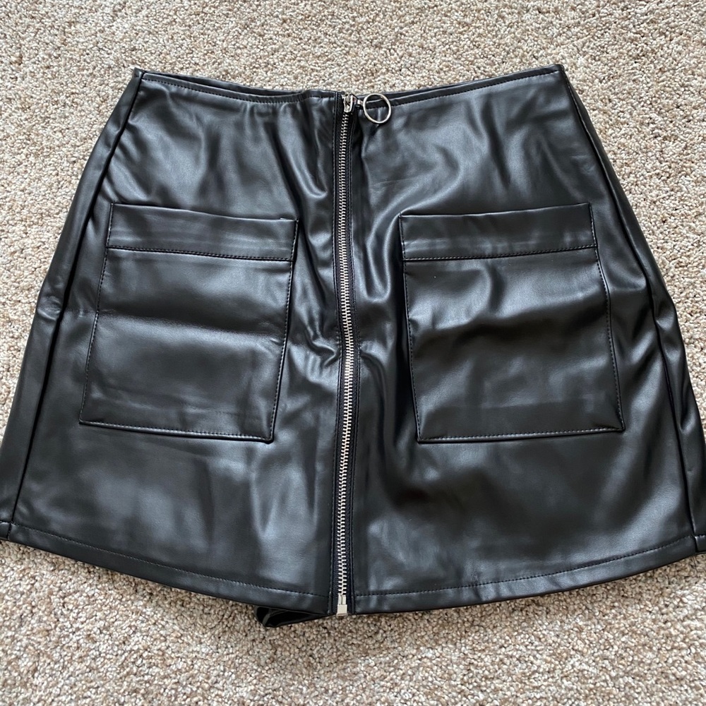 leather skort